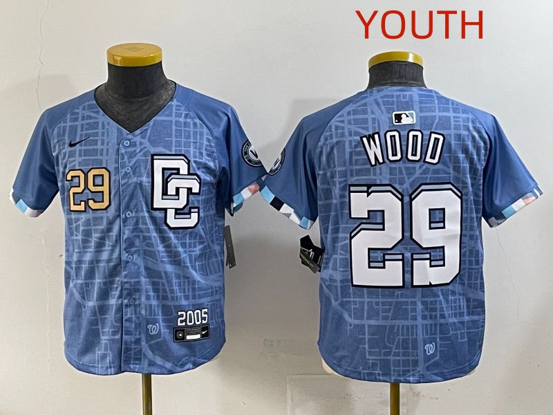 Youth 2025 Washington Nationals #29 Wood Blue Joint Name Nike MLB Jersey style 4